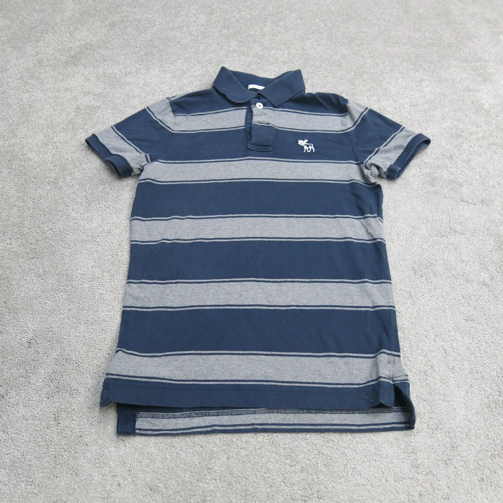 Abercrombie & Fitch Mens Striped Golf Polo Shirt Short Sleeve Blue Gray SZ Small