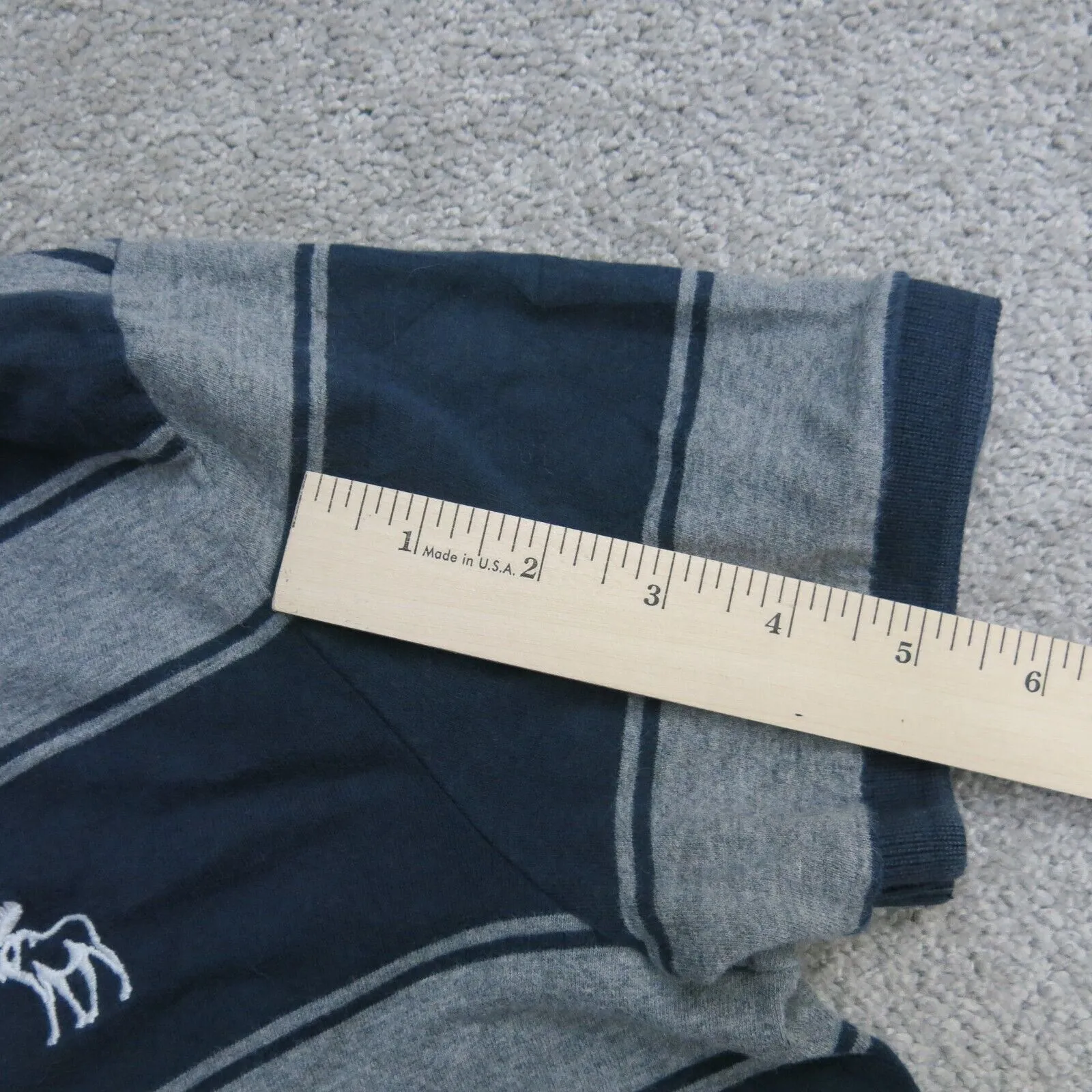 Abercrombie & Fitch Mens Striped Golf Polo Shirt Short Sleeve Blue Gray SZ Small