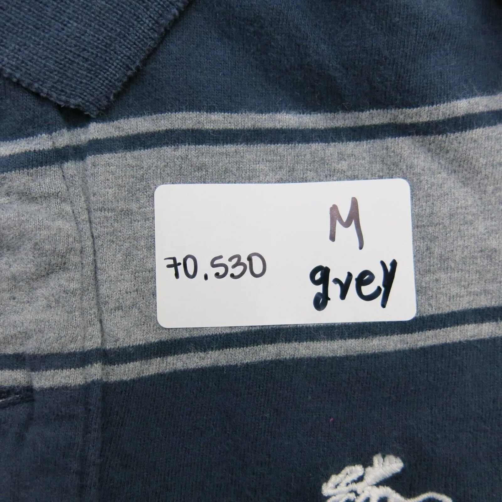 Abercrombie & Fitch Mens Striped Golf Polo Shirt Short Sleeve Blue Gray SZ Small