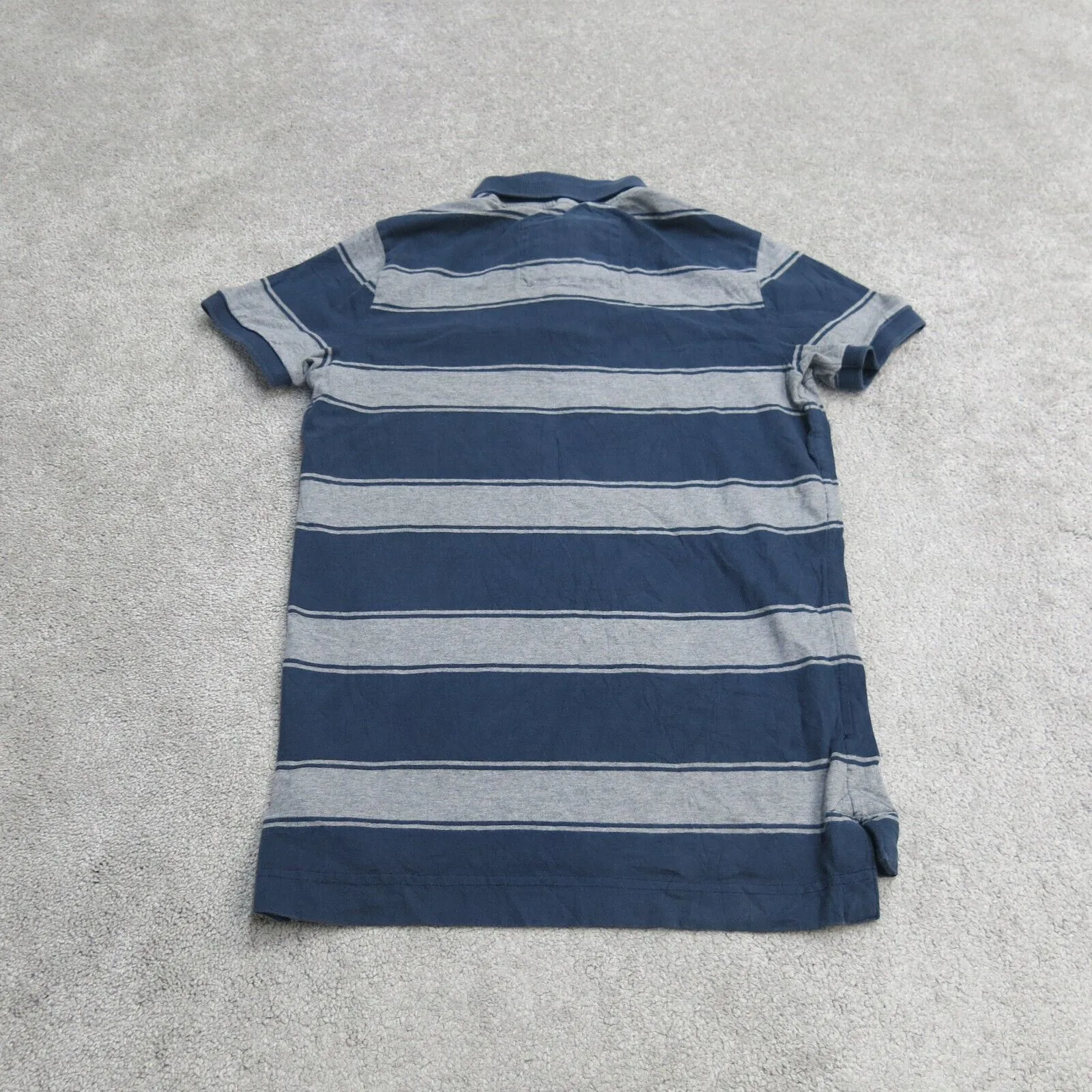 Abercrombie & Fitch Mens Striped Golf Polo Shirt Short Sleeve Blue Gray SZ Small