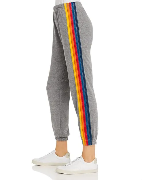 Aviator Nation Rainbow Striped Sweatpants - Gray