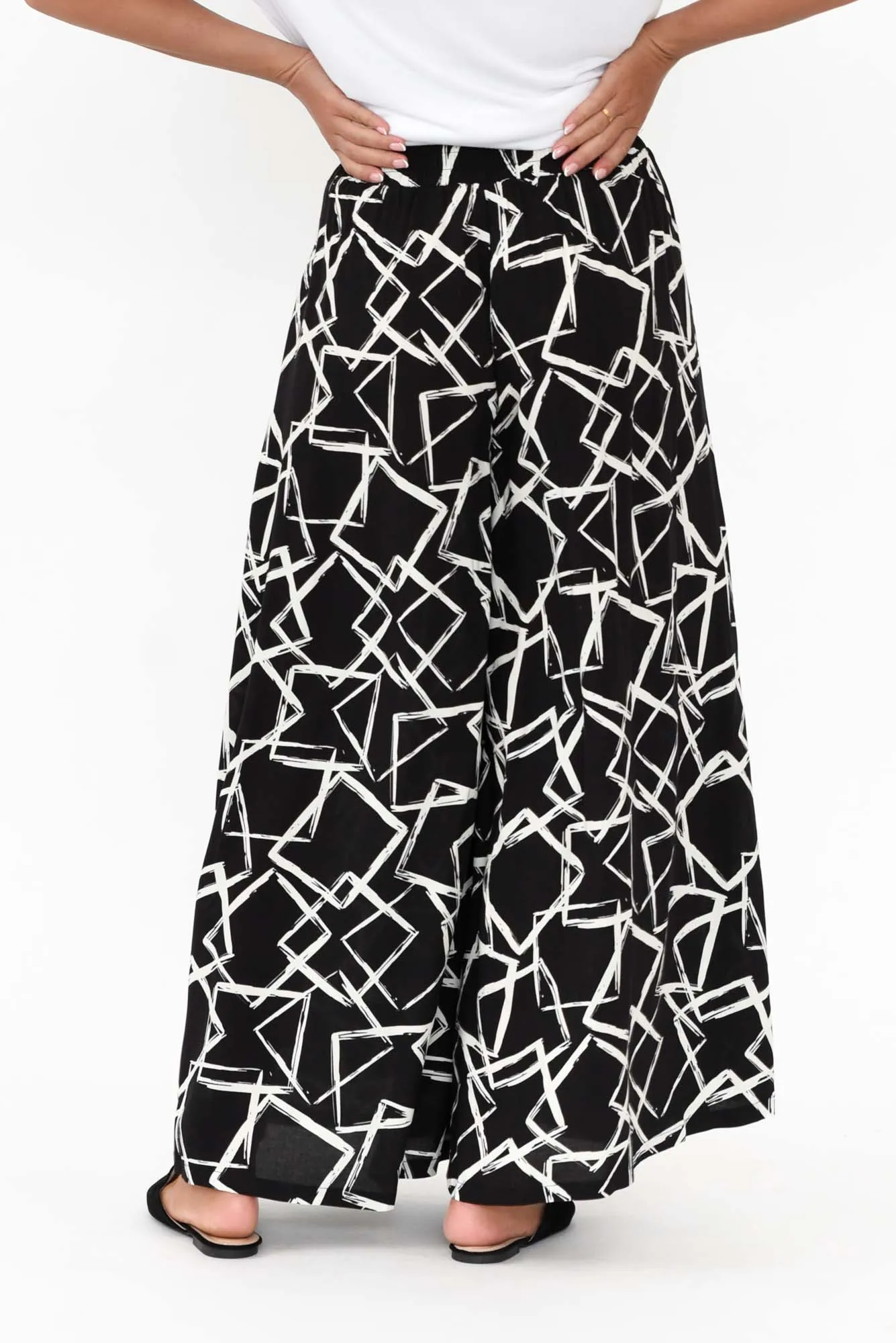 Baker Black Geo Wide Leg Pants