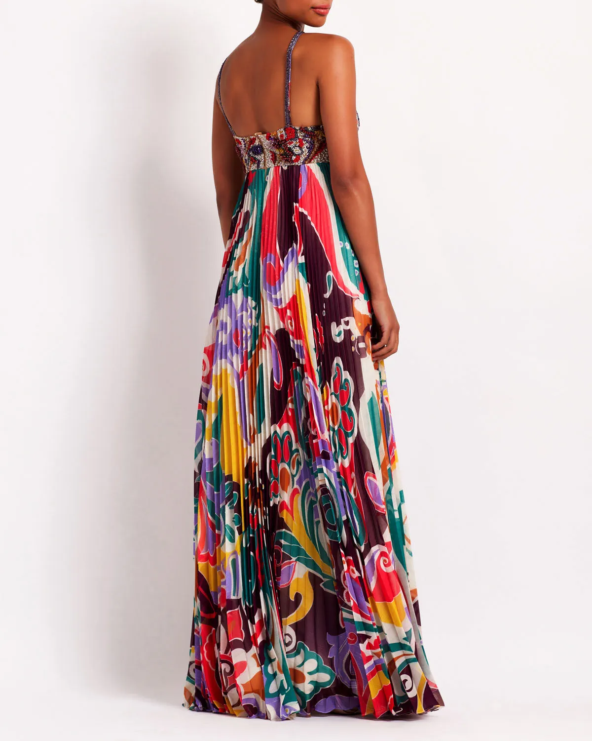 Beaded Daydreamer Pleated Gown