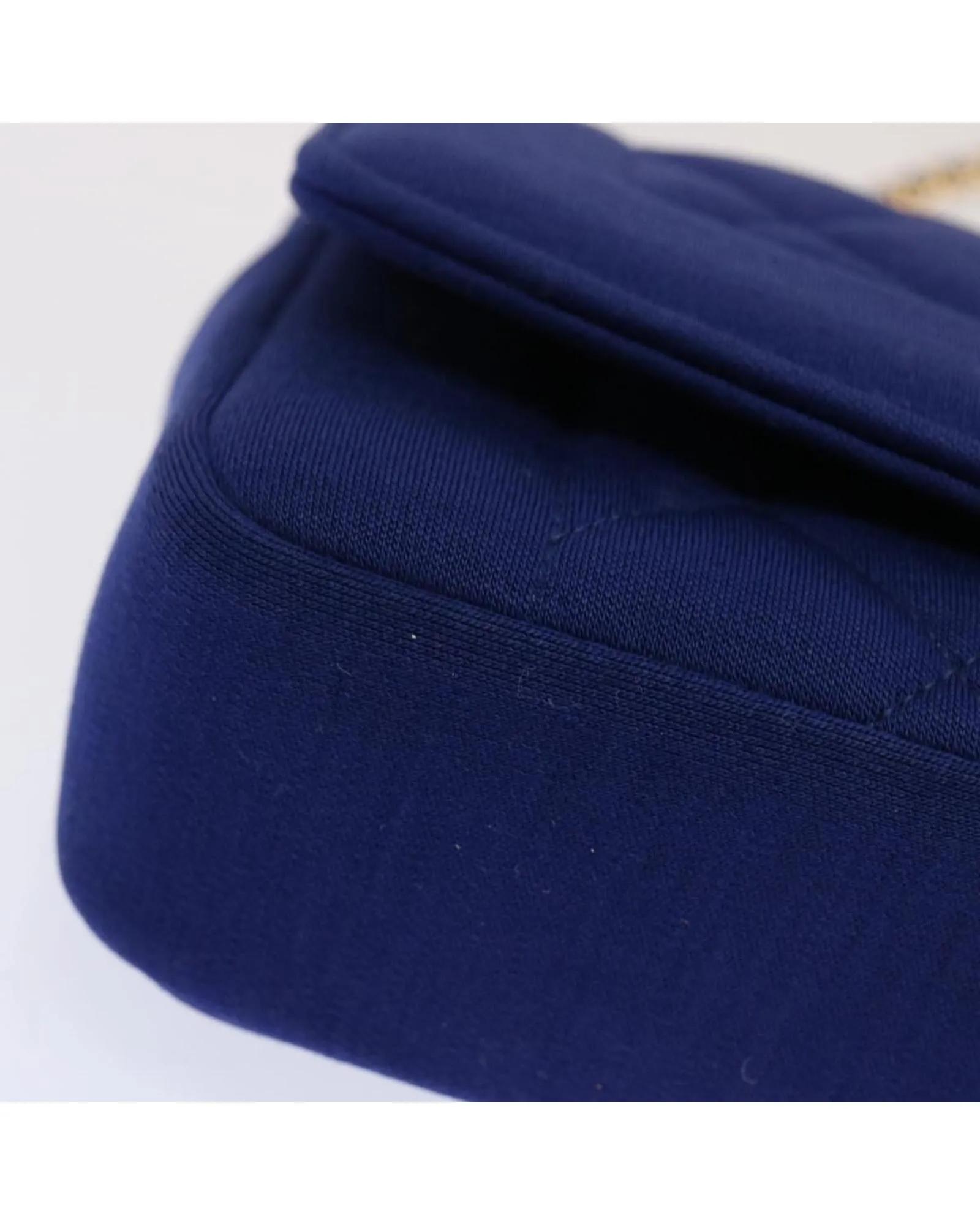 Blue Canvas Matelasse Chain Shoulder Bag with CC Logo by Diana