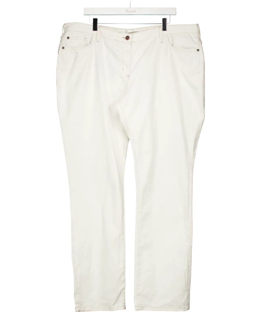 BODEN White High Rise Straight Leg Jeans Long Length UK 22