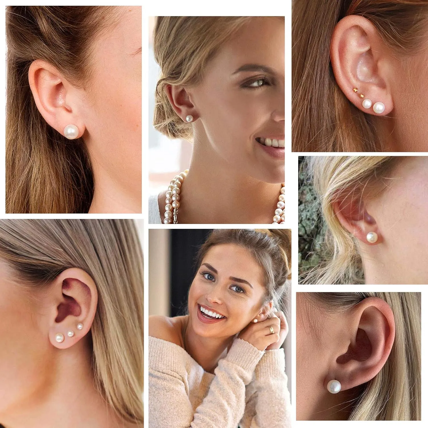 ChicSilver 4-10mm White Freshwater Cultured Pearl Earrings Sterling Silver Studs for Women Girls Sensitive Ear (with Gift Box)