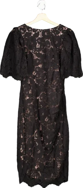 Coast Black Lace Flutter Sleeve Pencil Dress UK 8