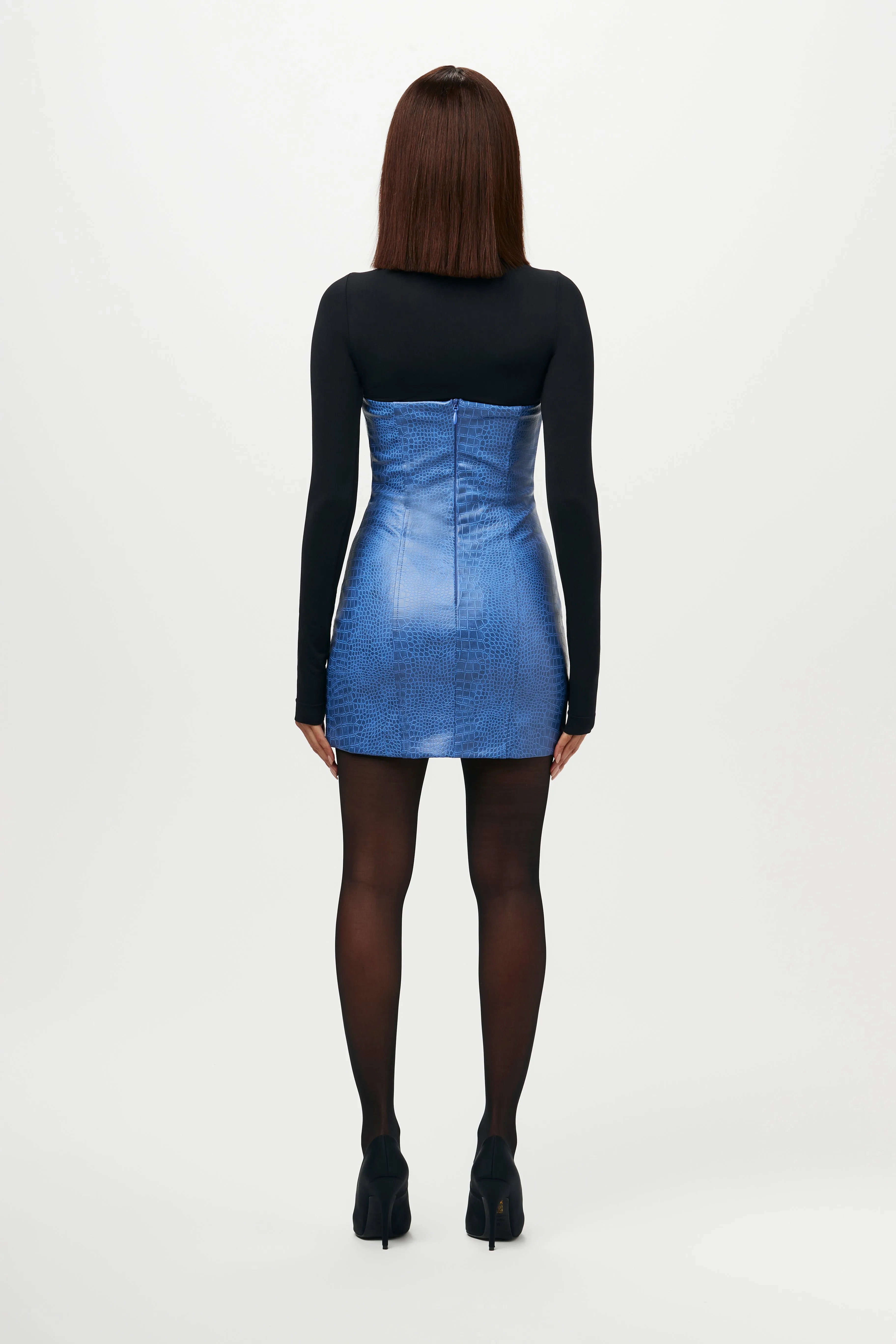 Croc Lace Up Mini Dress