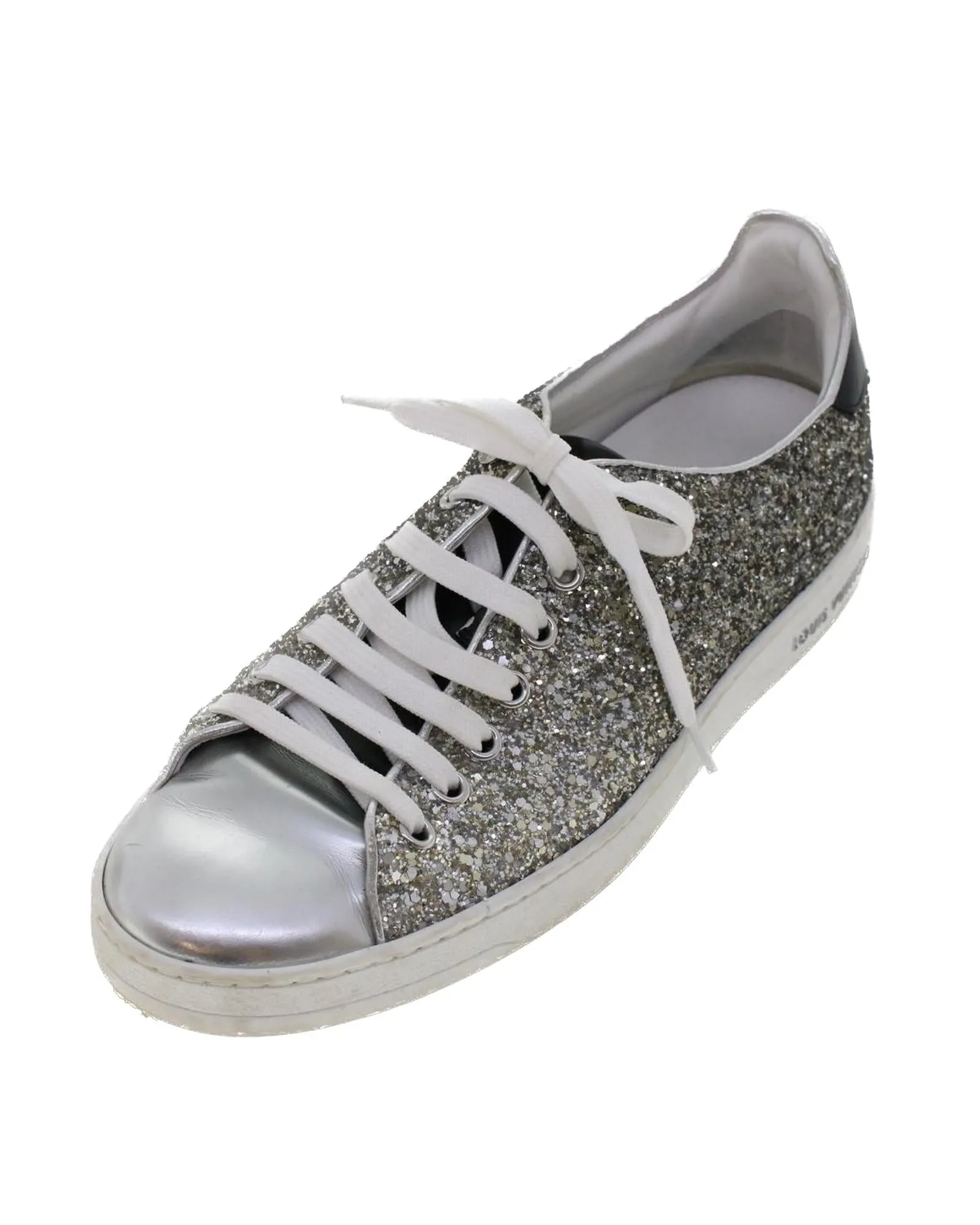 Glitter Leather Low Line Sneakers