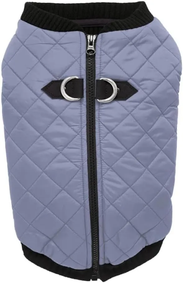 Gooby Fashion Vest Dog Jacket - Gray, Small - Warm Zip Up Dog Bomber Vest with Dual D Ring Leash Water Resistant for Small to Medium Dogs