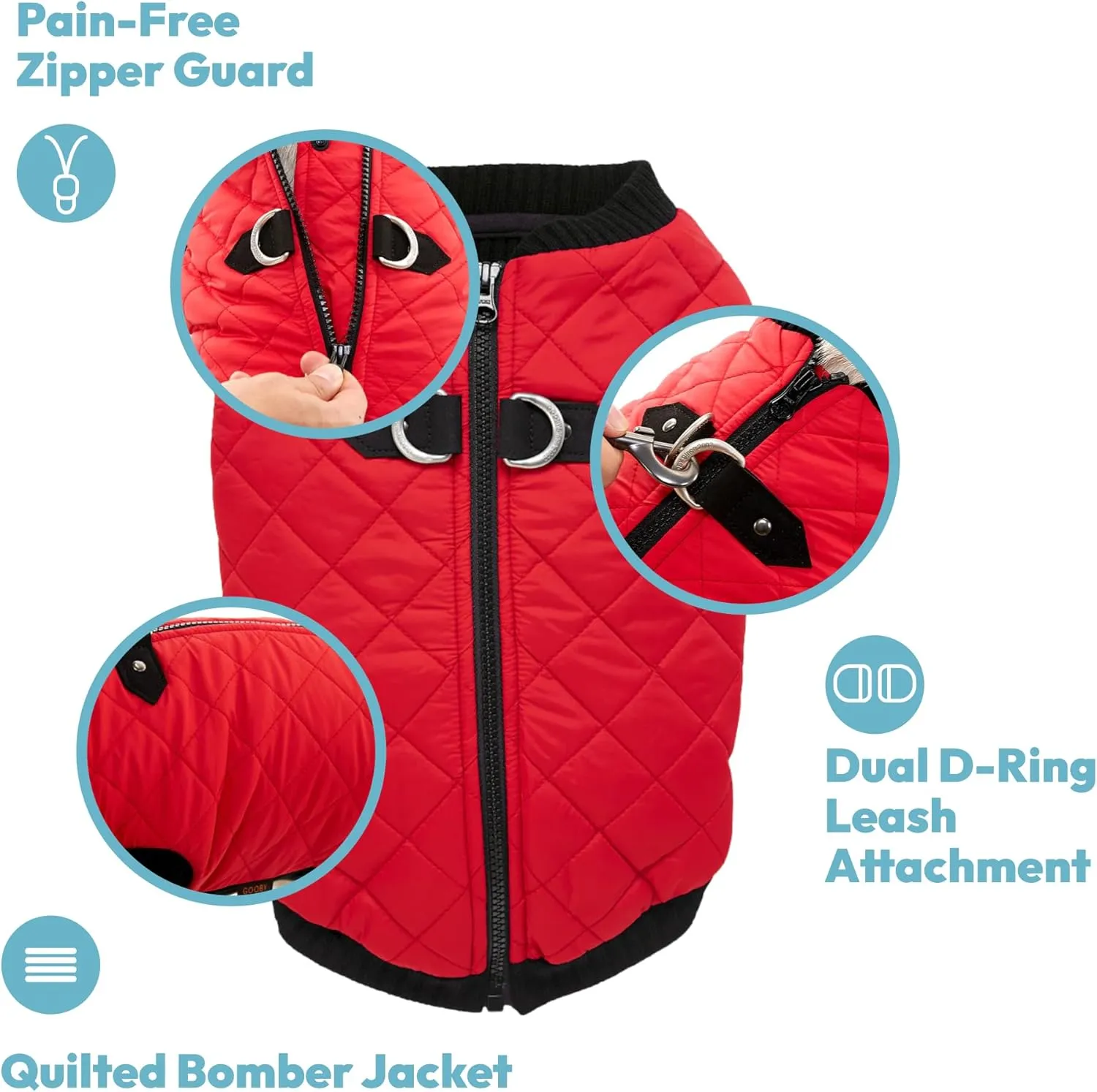 Gooby Fashion Vest Dog Jacket - Gray, Small - Warm Zip Up Dog Bomber Vest with Dual D Ring Leash Water Resistant for Small to Medium Dogs