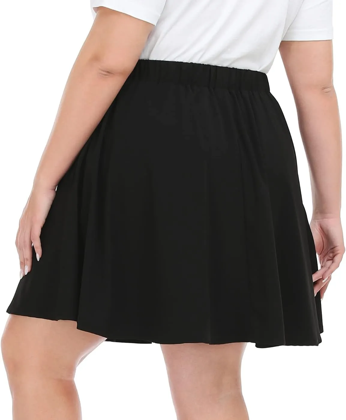 HDE Women's Plus Size Skater Skirt Elastic Waist Pleated Mini Circle Skirts