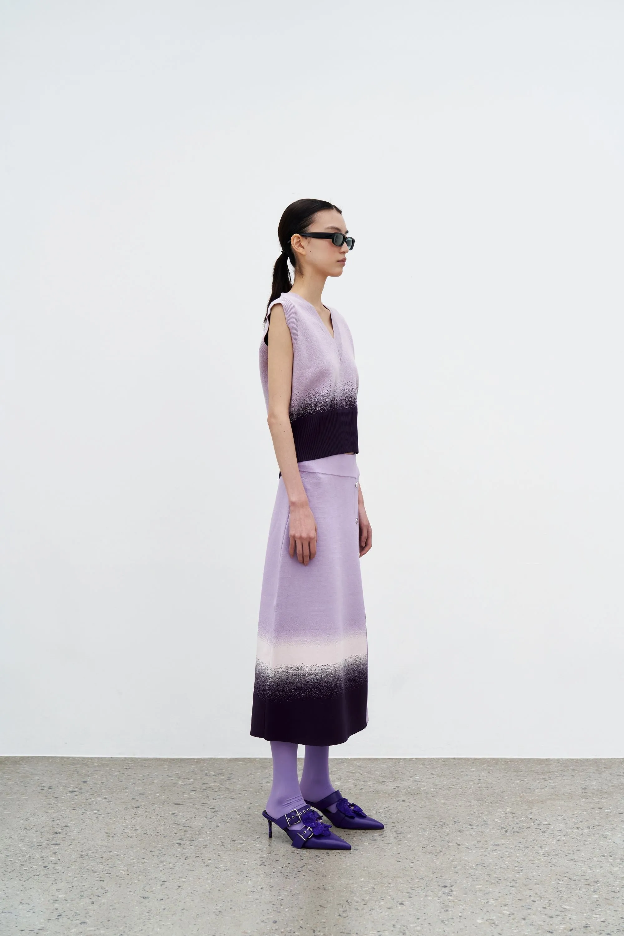 KAFKA GRADIENT PRINT A-LINE MIDI SKIRT