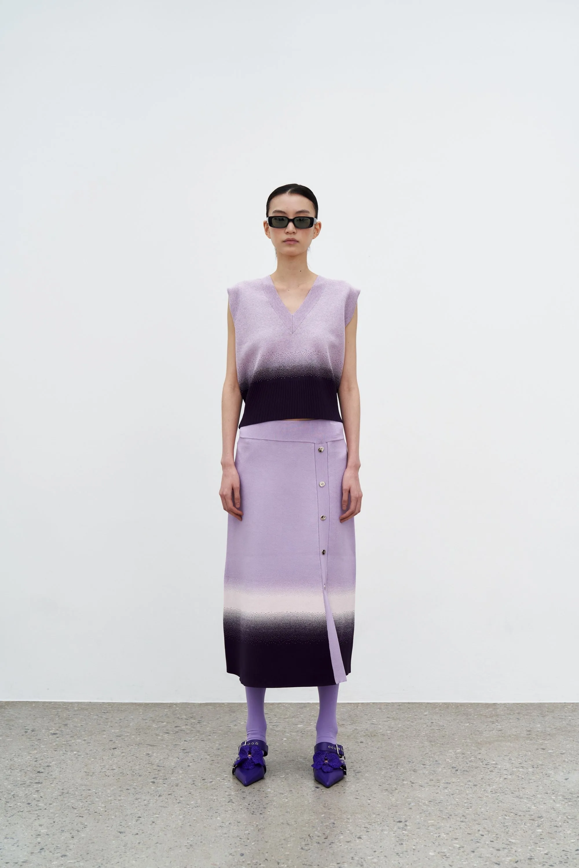 KAFKA GRADIENT PRINT A-LINE MIDI SKIRT