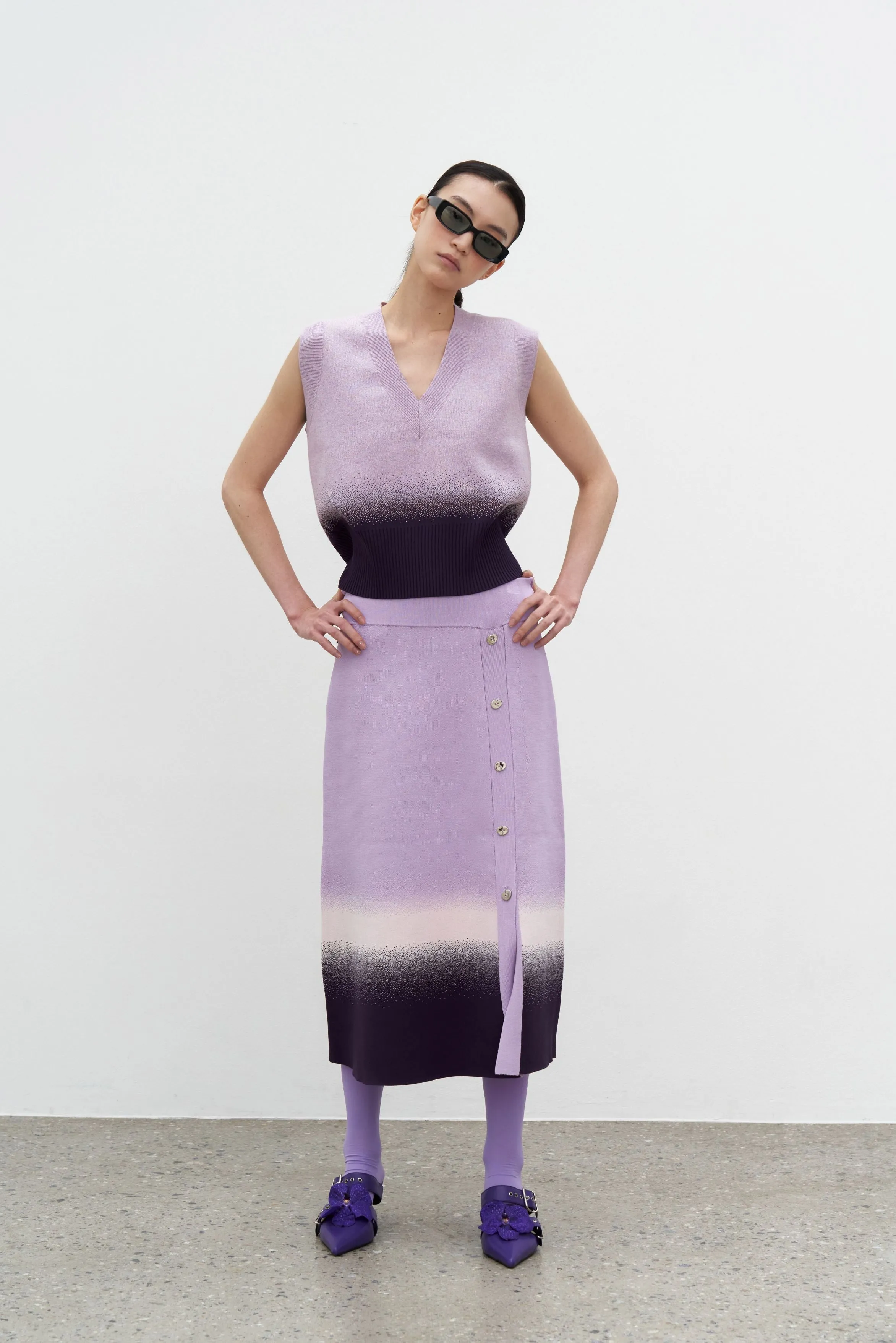 KAFKA GRADIENT PRINT A-LINE MIDI SKIRT