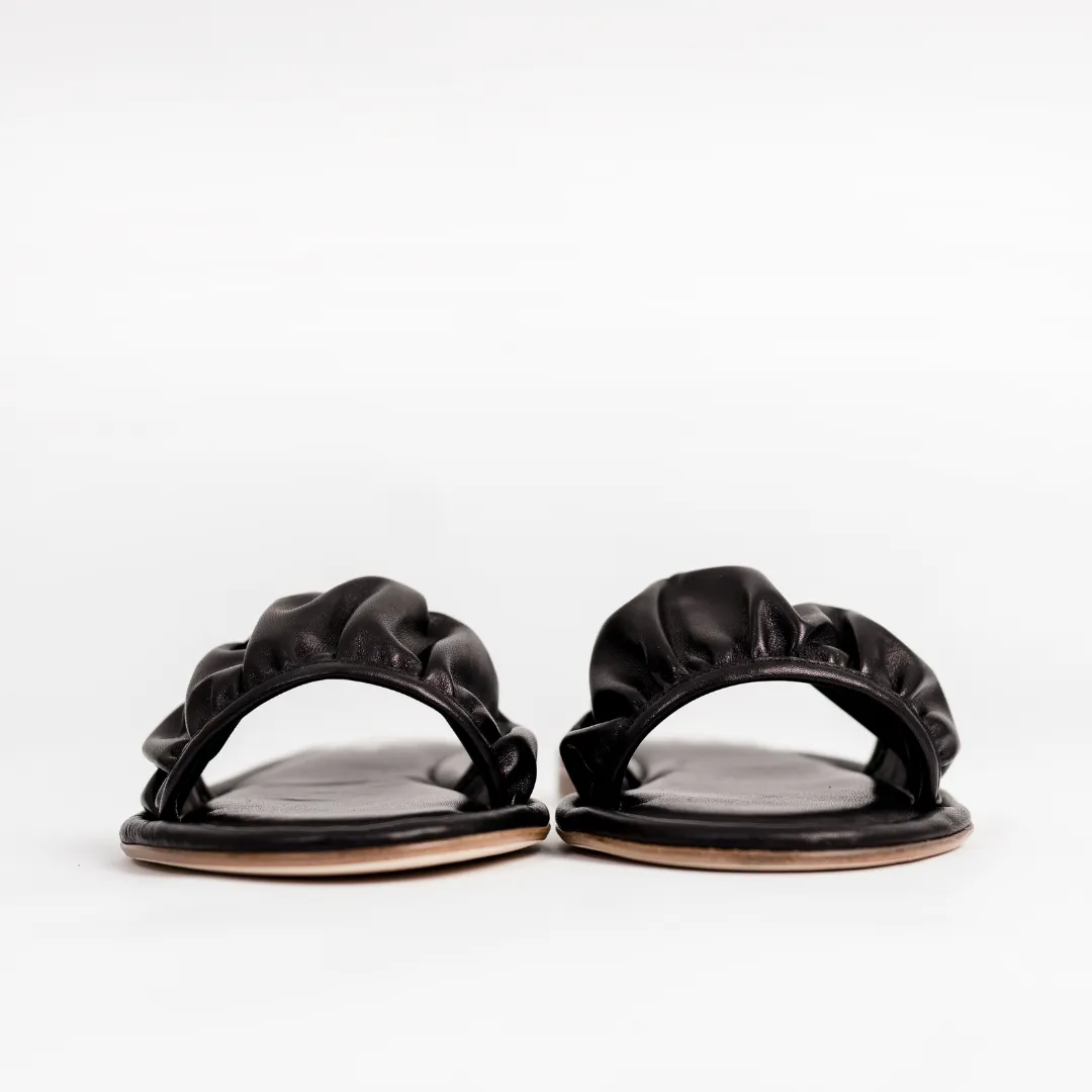Le Babe Black Leather Sliders