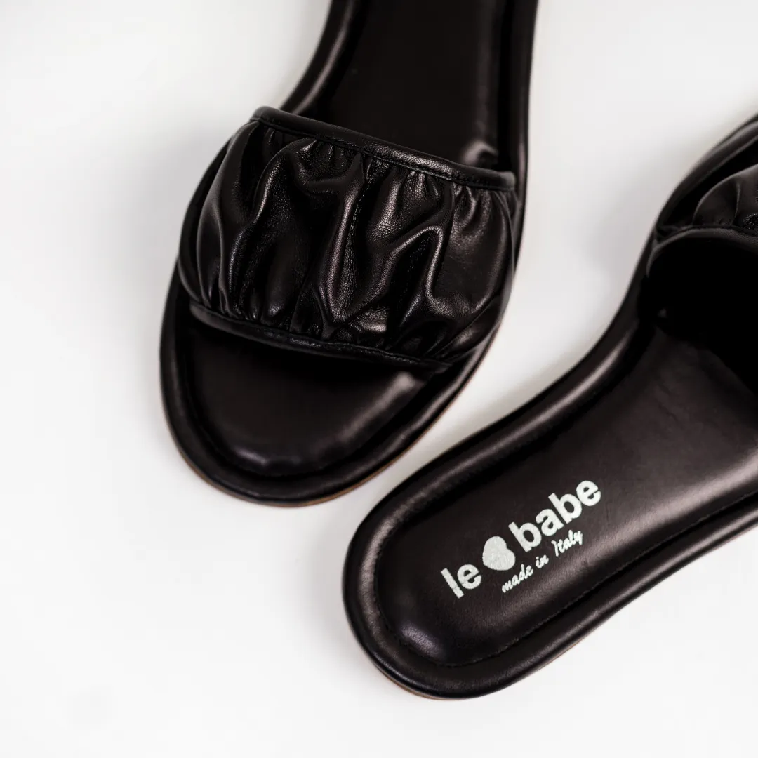 Le Babe Black Leather Sliders