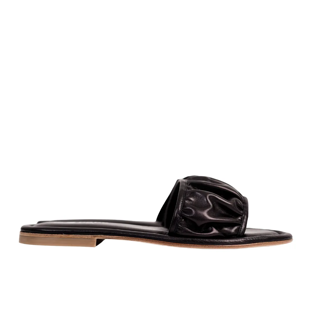Le Babe Black Leather Sliders
