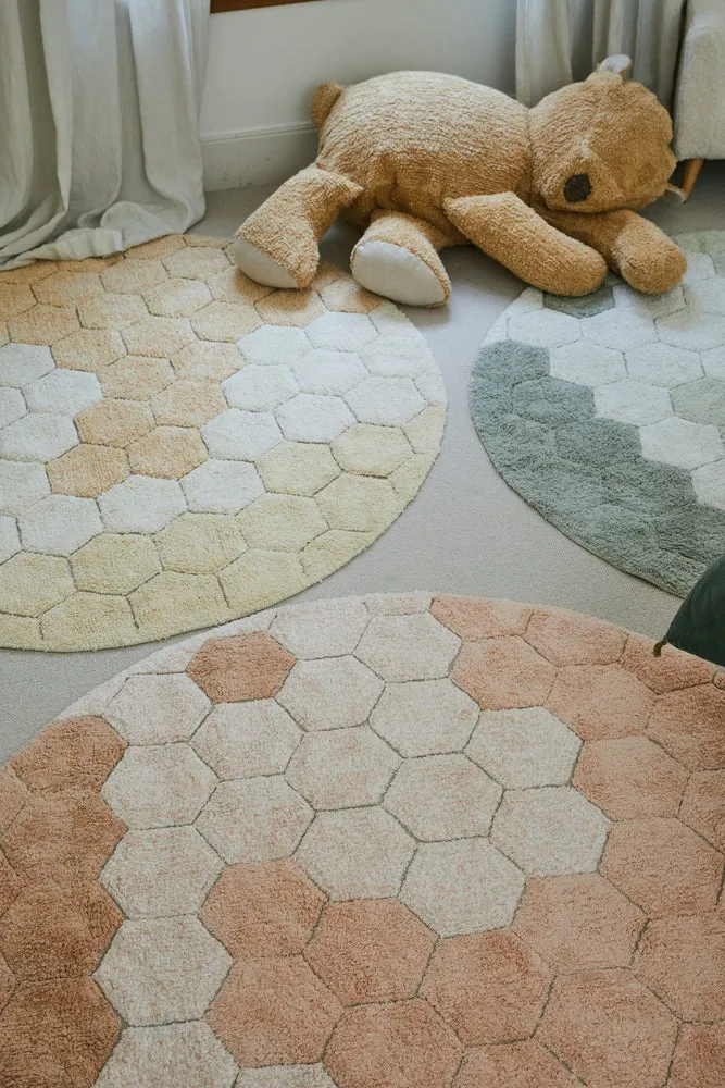 Lorena Canals Washable Rug Round Honeycomb Blue Sage