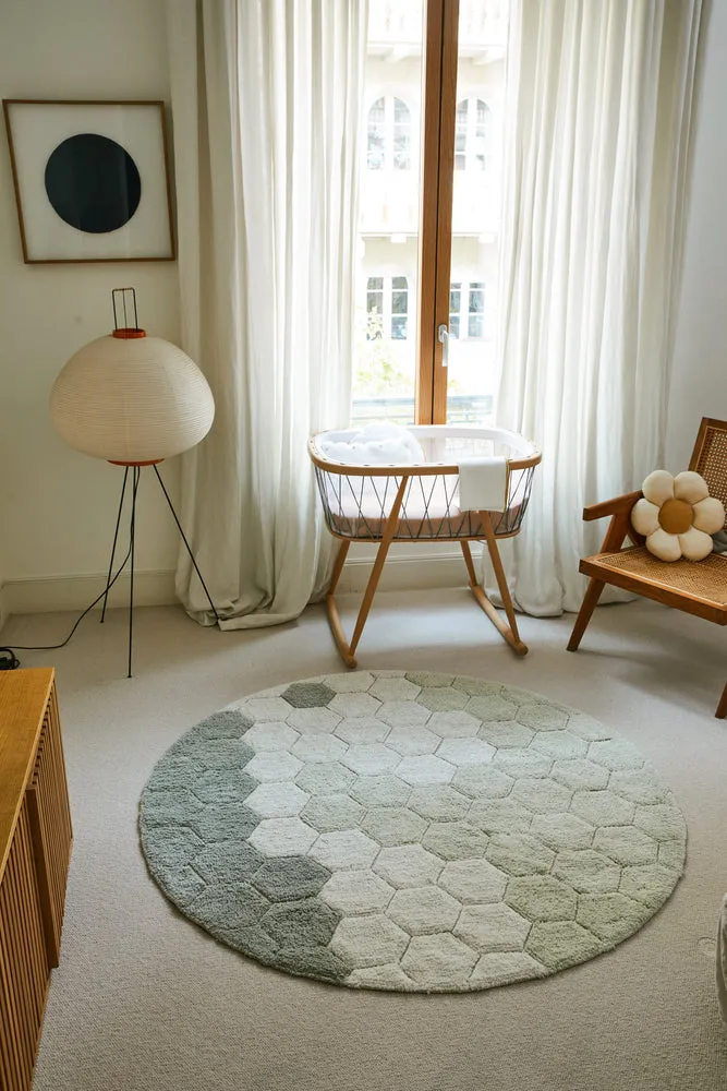 Lorena Canals Washable Rug Round Honeycomb Blue Sage