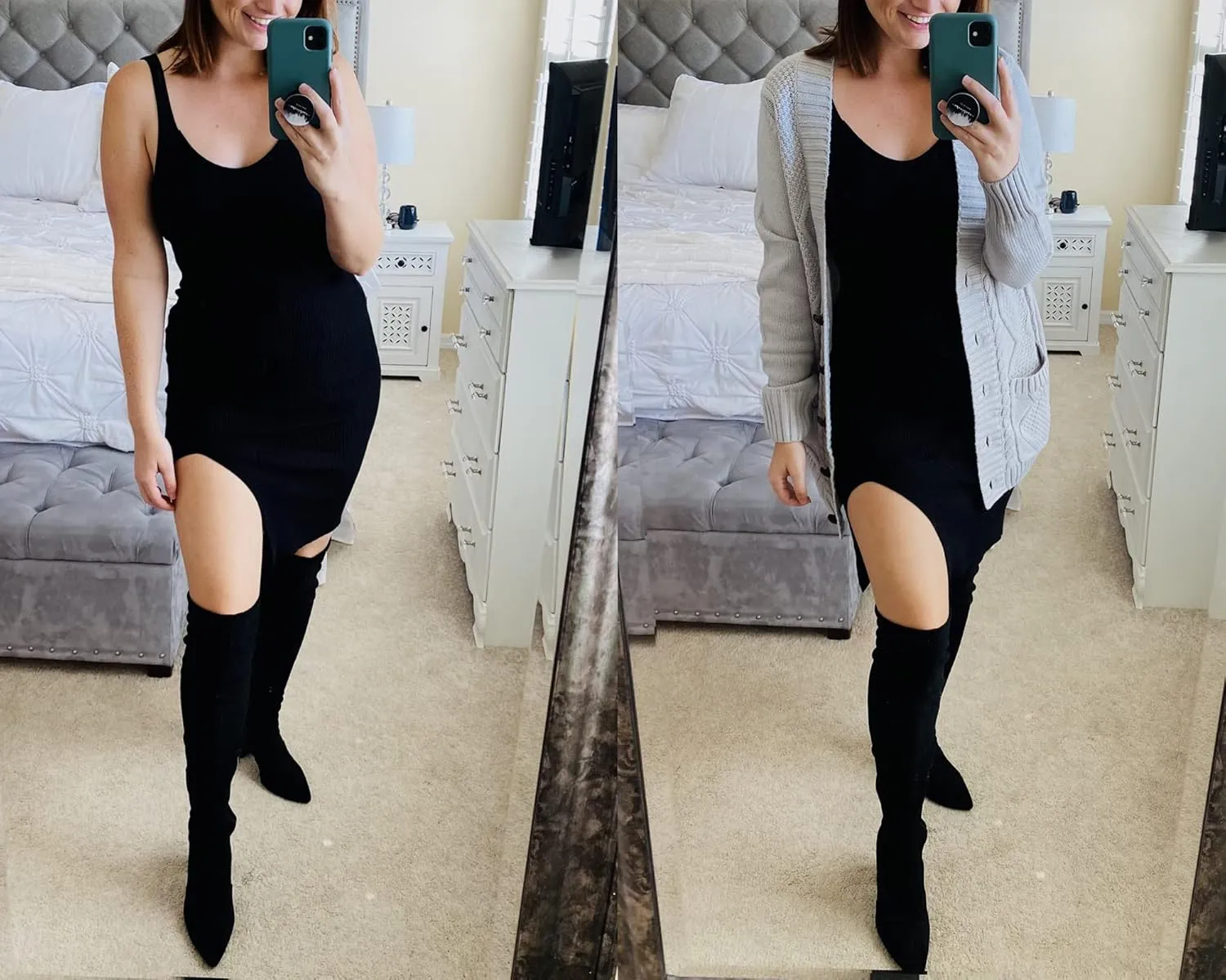 luvamia Womens Bodycon Sweater Dress Sexy Ribbed Knit Sleeveless Short Tank Dresses Club Party