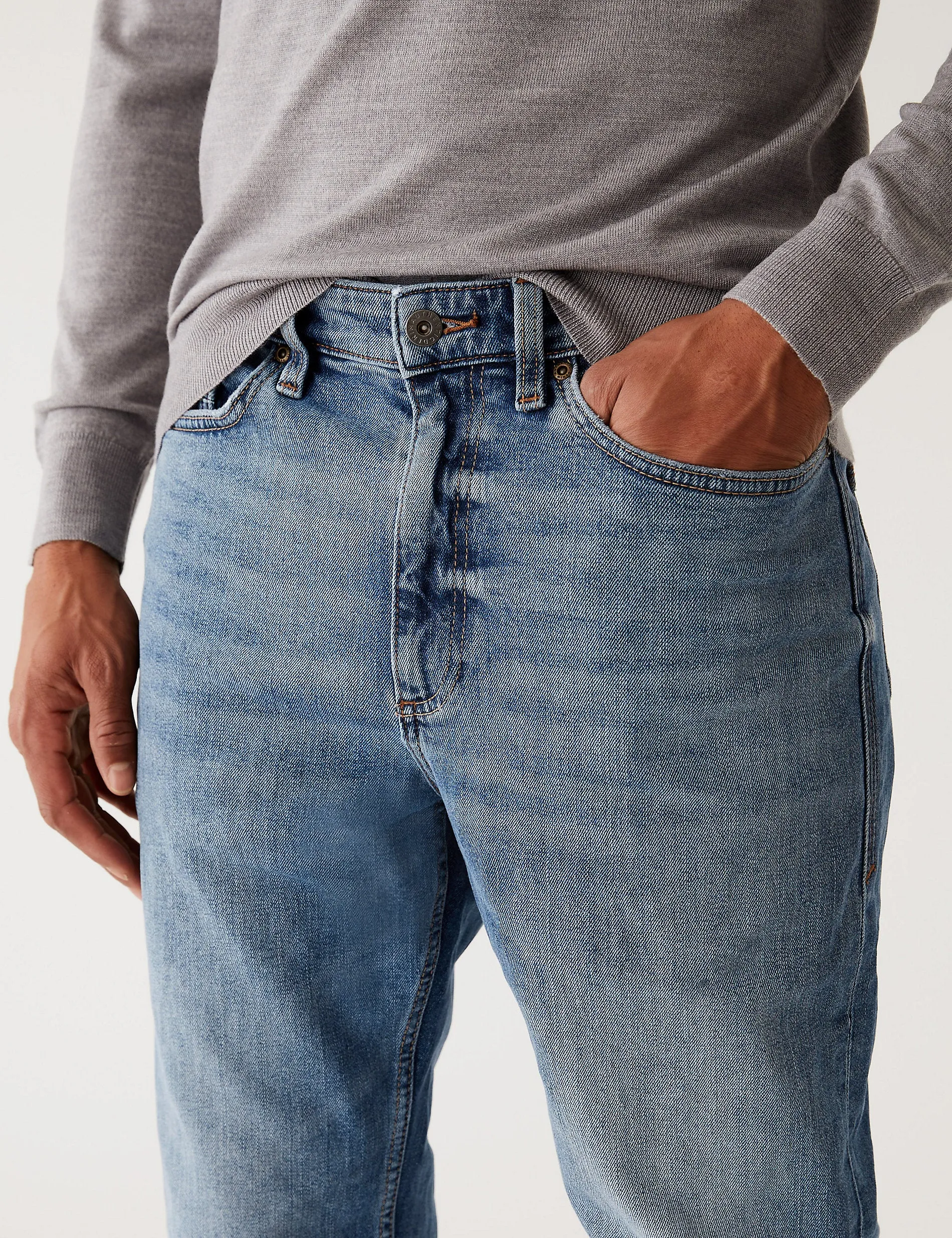 Marks & Spencer Vintage Stretch Slim Fit Jeans, Light Blue
