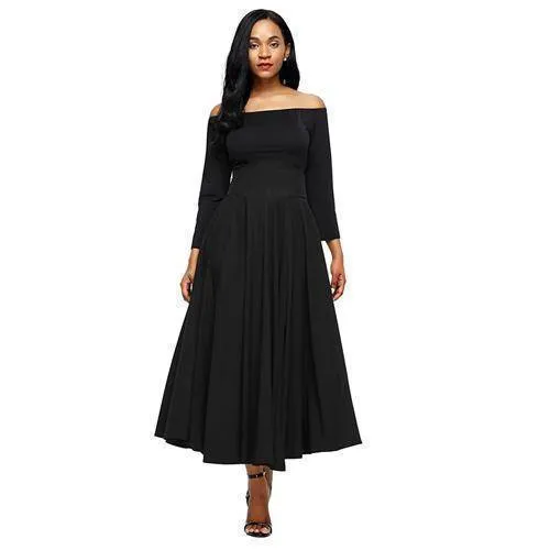 Maxi Skirt vintage Retro High Waist Pleated  Long Skirts Back Bow with Belt (US 6-16)