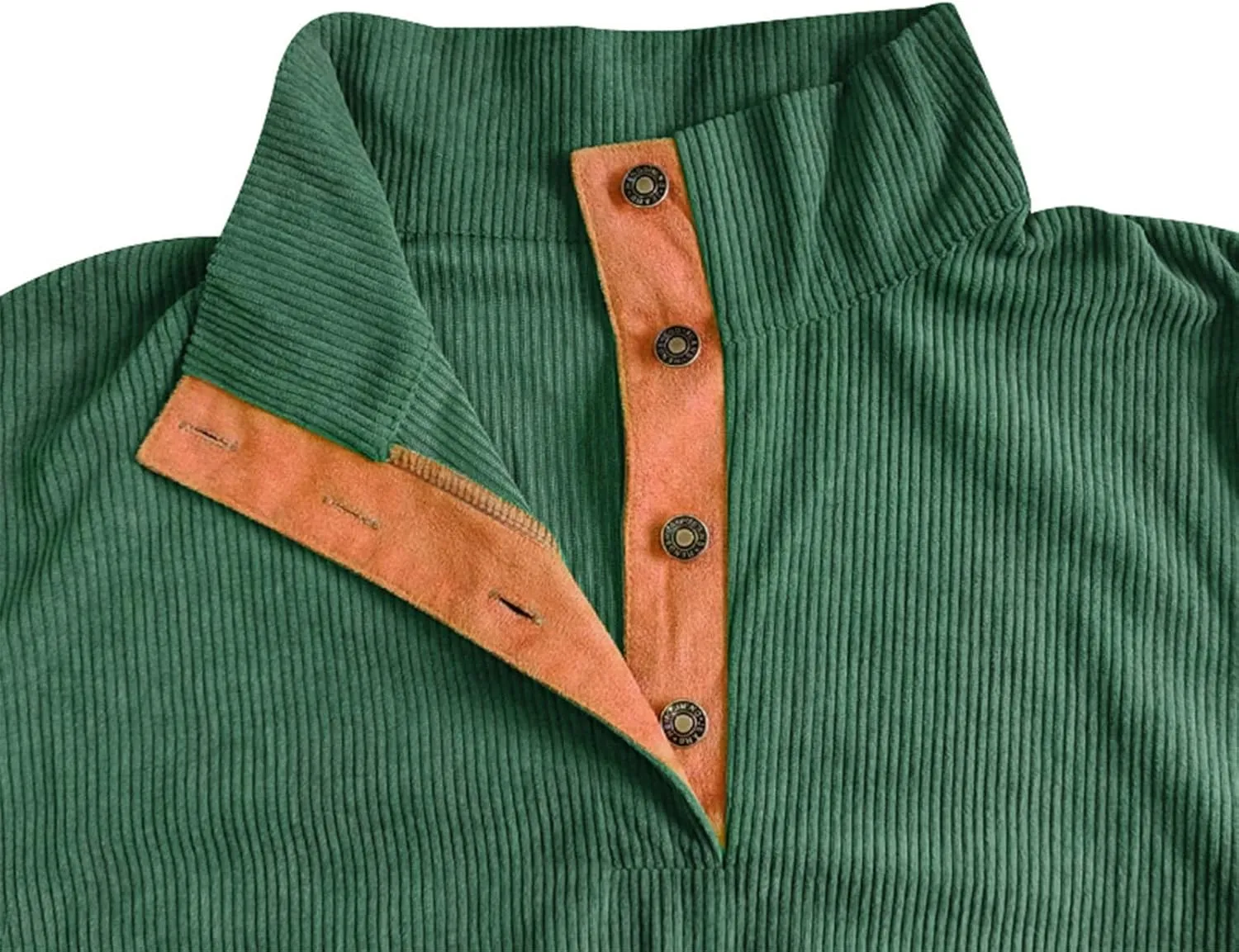 Mens Long Sleeve Sweatshirts Corduroy Elbow Patches Shirt Lapel Collar Pullover Fall Western Tops