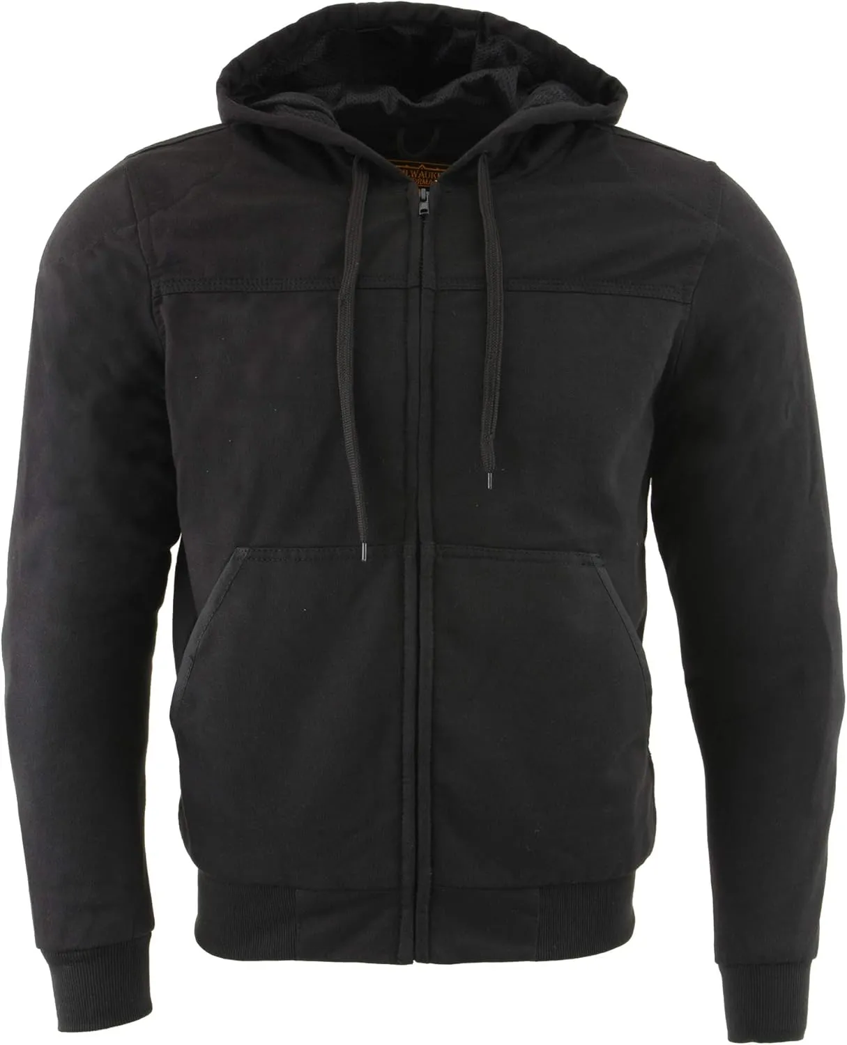 Milwaukee Leather MPM1788 Men's Black CE Approved Armored Riding Hoodie Sweater w/Aramid by DuPont Fibers