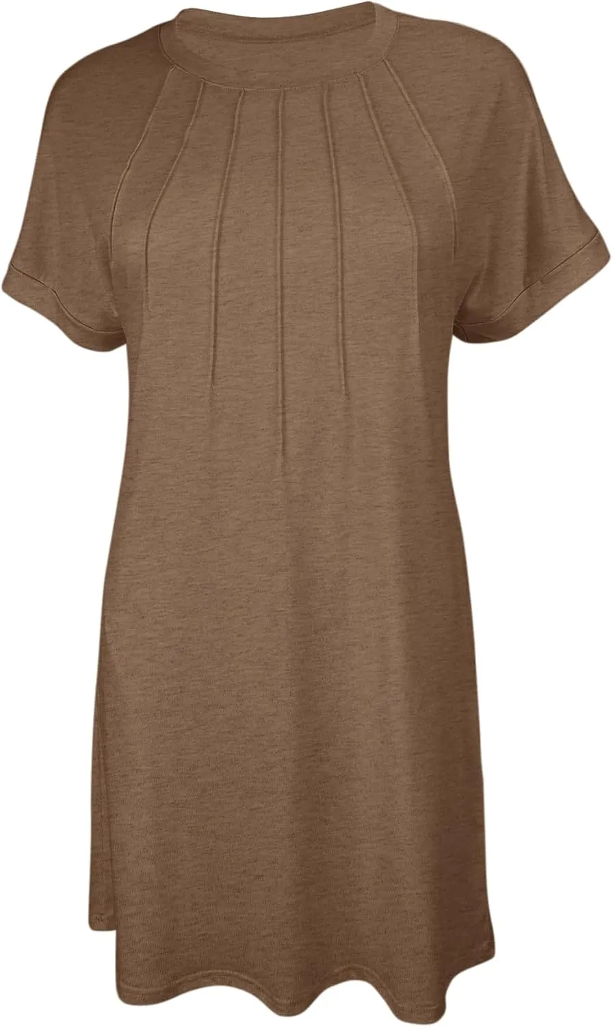 Minclouse Women's Casual Cap Short Sleeves Mini Dresses Cute Pleated T Shirt Dress with Pockets