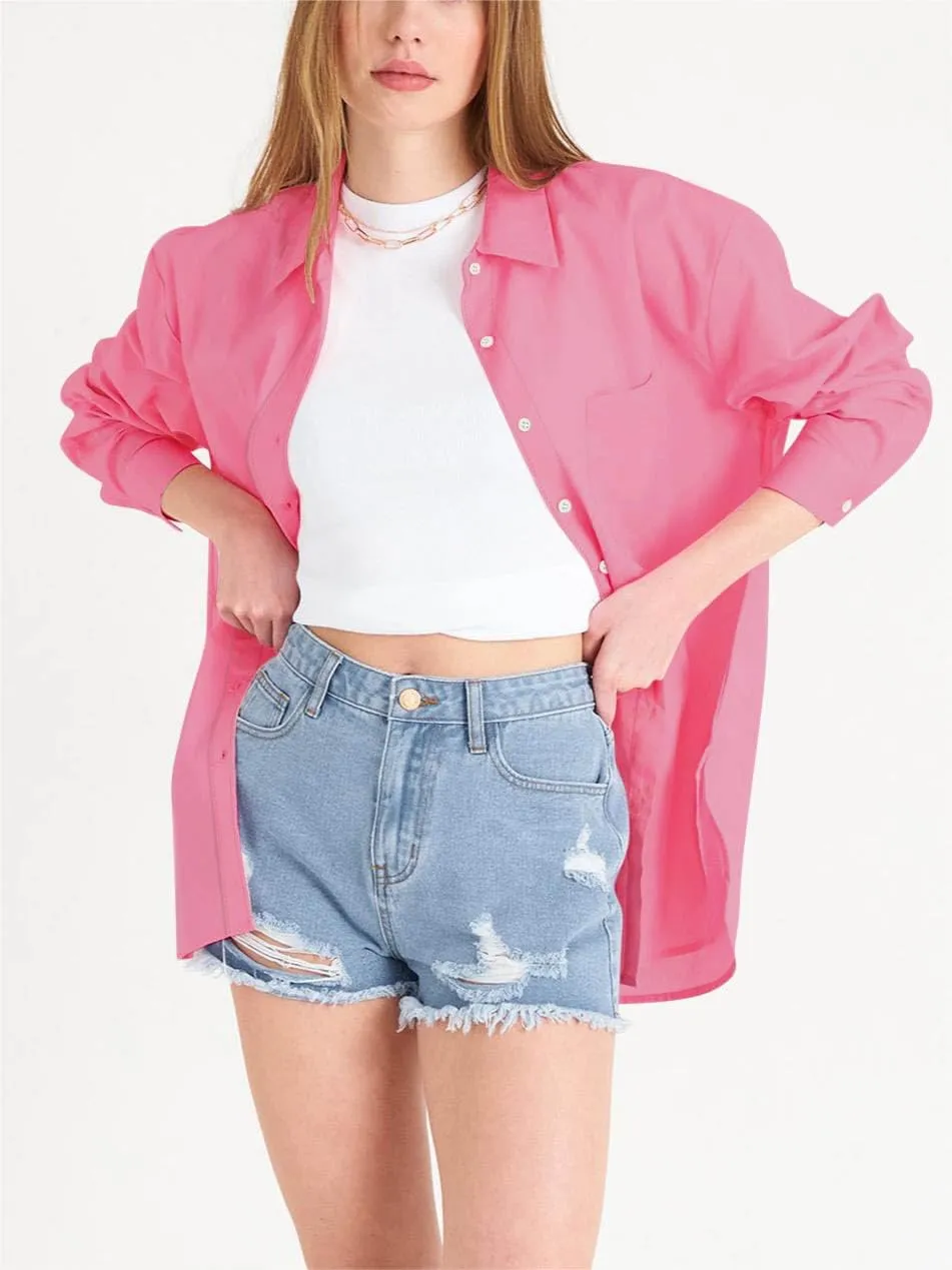 Paintcolors Womens Button Down Shirts Long Sleeve Dressy Casual Blouses Button Up Collared Shirts Tops for women