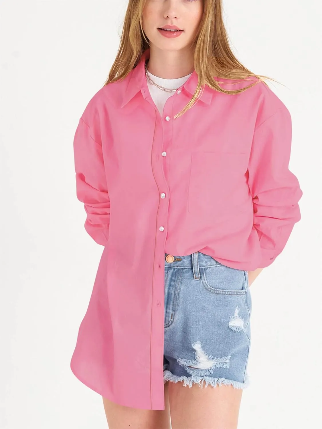 Paintcolors Womens Button Down Shirts Long Sleeve Dressy Casual Blouses Button Up Collared Shirts Tops for women