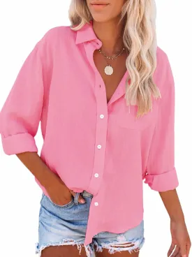 Paintcolors Womens Button Down Shirts Long Sleeve Dressy Casual Blouses Button Up Collared Shirts Tops for women