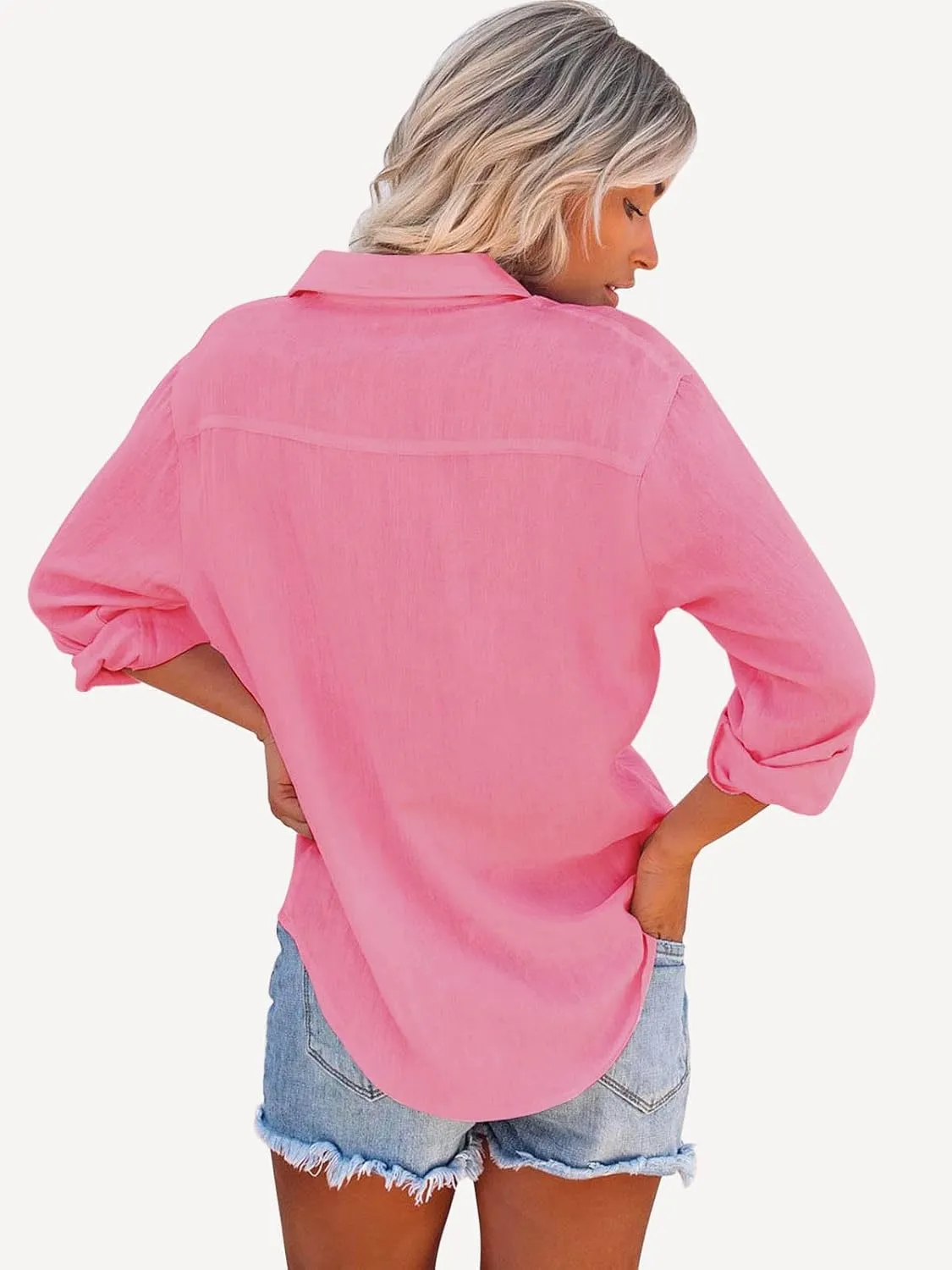 Paintcolors Womens Button Down Shirts Long Sleeve Dressy Casual Blouses Button Up Collared Shirts Tops for women