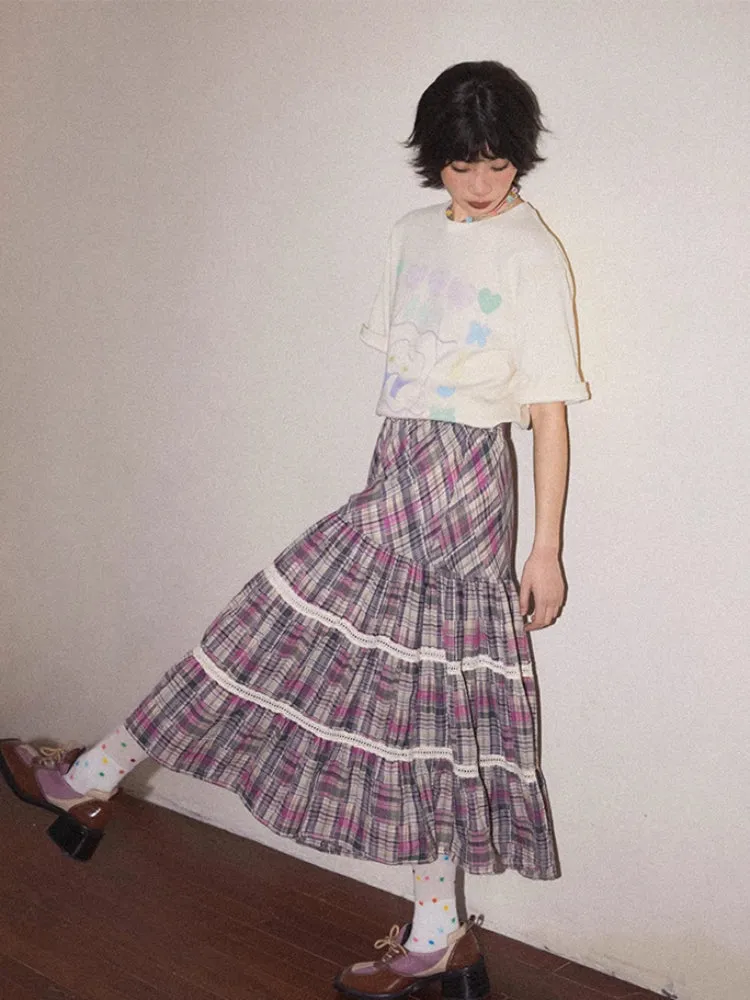 Plaid high waist A-line skirt【s0000007804】