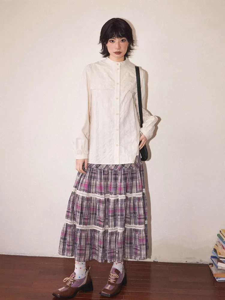 Plaid high waist A-line skirt【s0000007804】