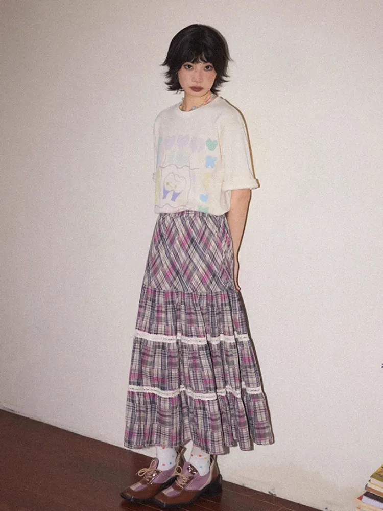Plaid high waist A-line skirt【s0000007804】