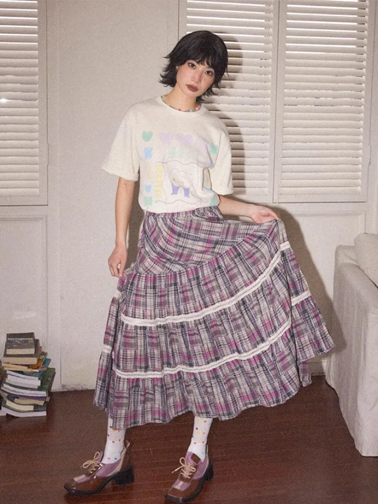 Plaid high waist A-line skirt【s0000007804】