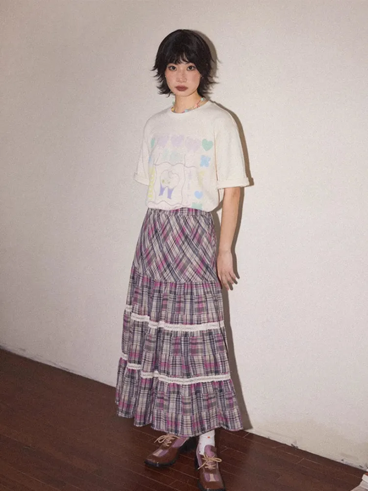 Plaid high waist A-line skirt【s0000007804】