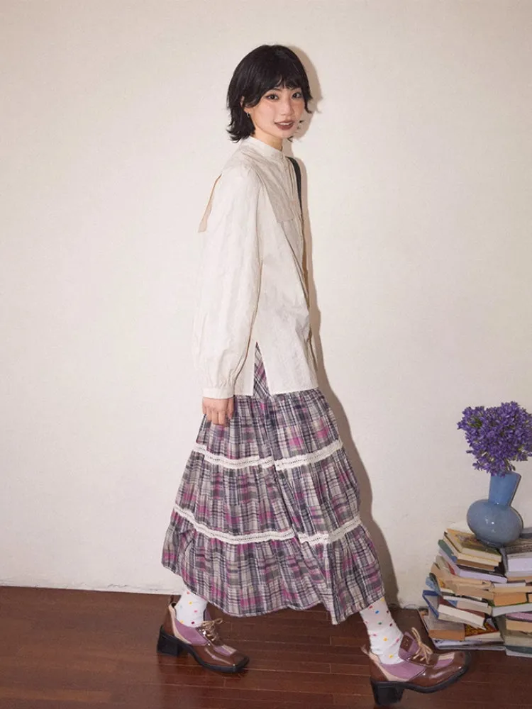 Plaid high waist A-line skirt【s0000007804】