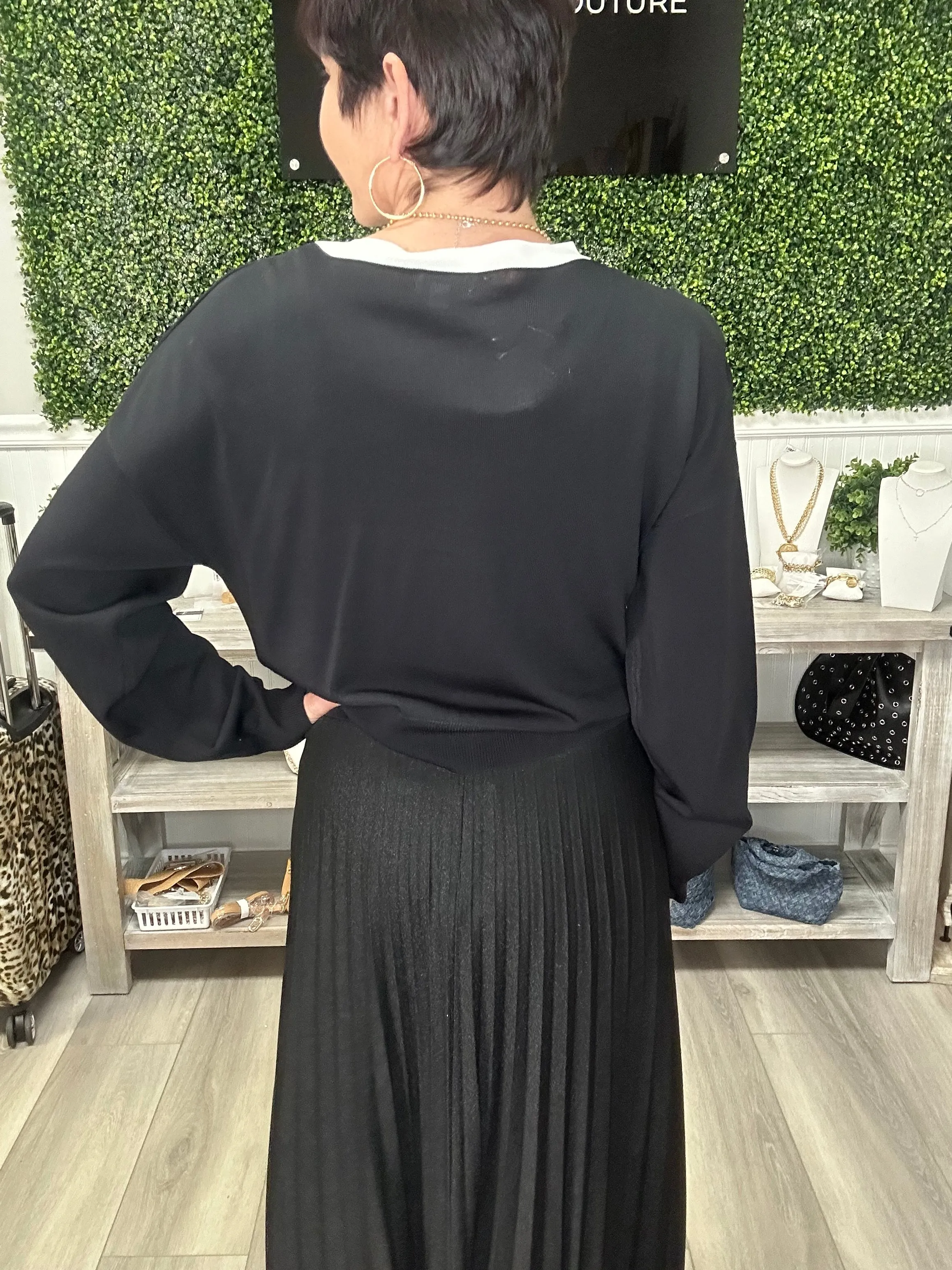 Pleated Shimmer Skirt with Elastic Waist