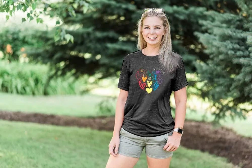Pride Shirt Women LGBTQ Equality Shirts Rainbow Shirt Heart Graphic Tees Casual Summer Short Sleeve Tops