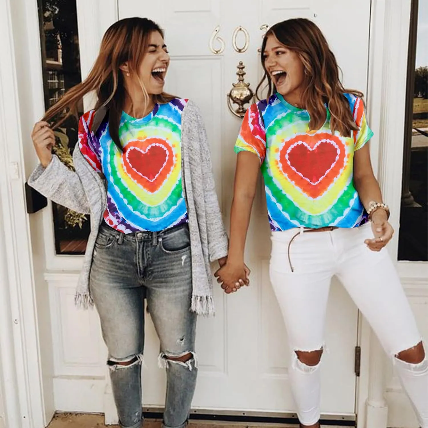 Pride Shirt Women LGBTQ Equality Shirts Rainbow Shirt Heart Graphic Tees Casual Summer Short Sleeve Tops