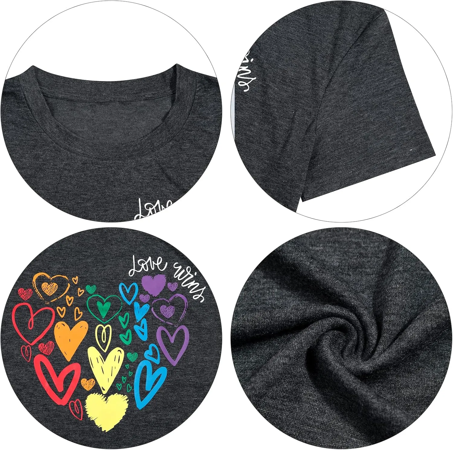 Pride Shirt Women LGBTQ Equality Shirts Rainbow Shirt Heart Graphic Tees Casual Summer Short Sleeve Tops