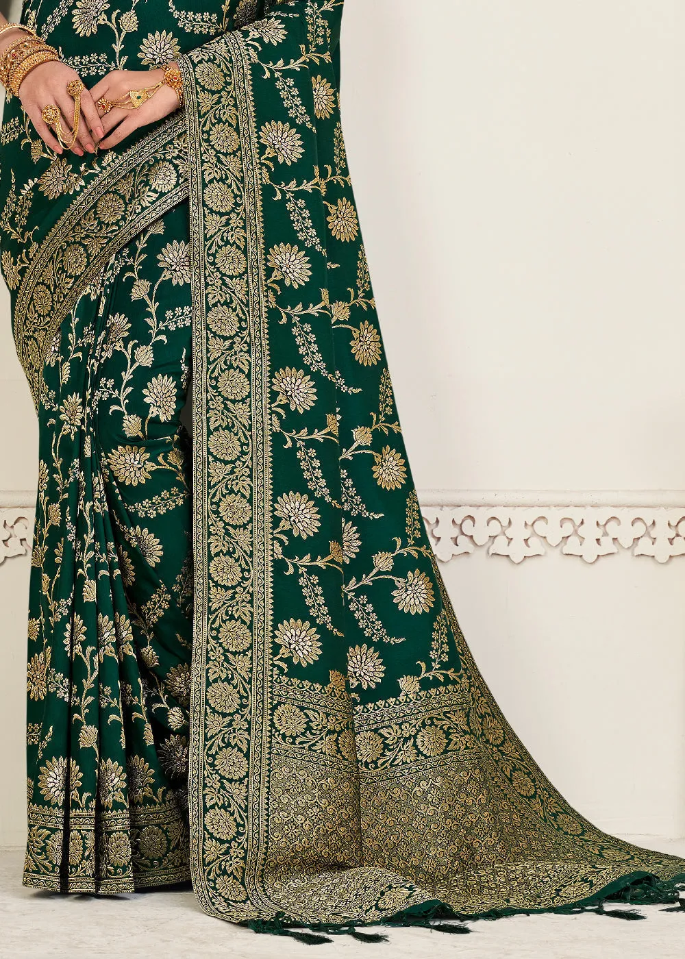 Sacramento Green Zari Woven Dola Silk Saree