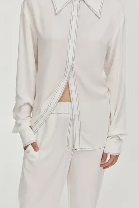 Shirt with a contrast stitching - White
