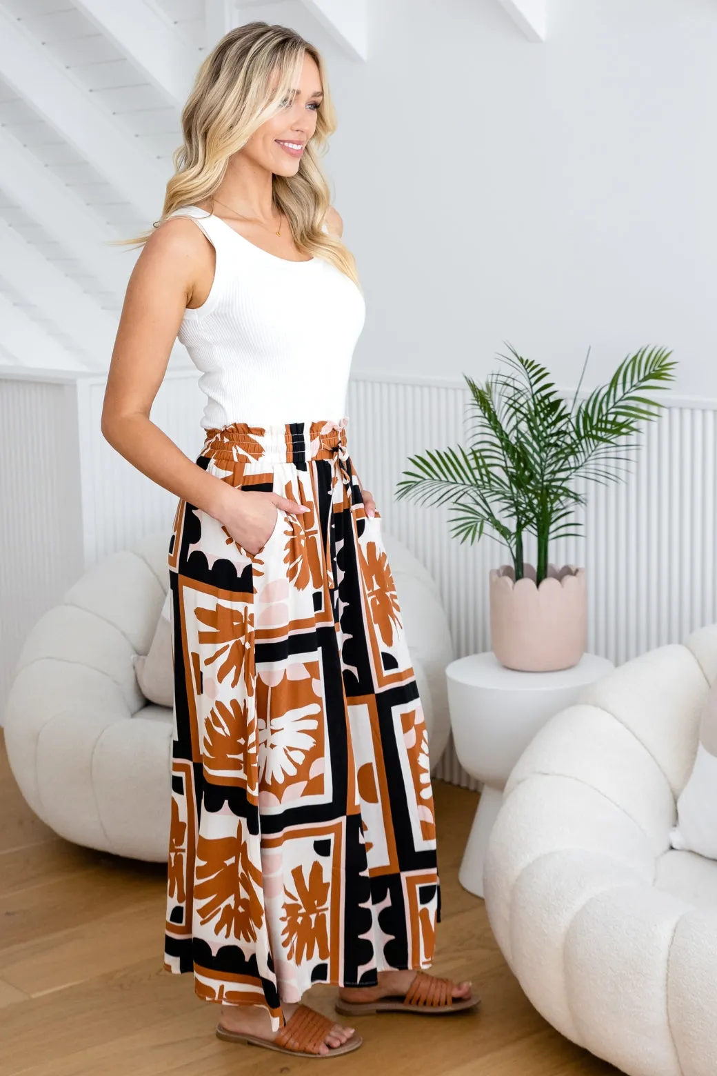 Skye Wide Leg Pants Sahara Print