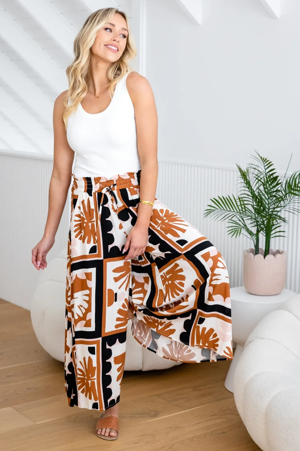 Skye Wide Leg Pants Sahara Print