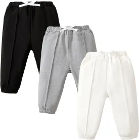 SOBOWO Baby Boy Sweatpants Jogger Pants Toddler Boys Solid Elastic Waist Letter Patched Active Bottoms Fall Winter Clothes