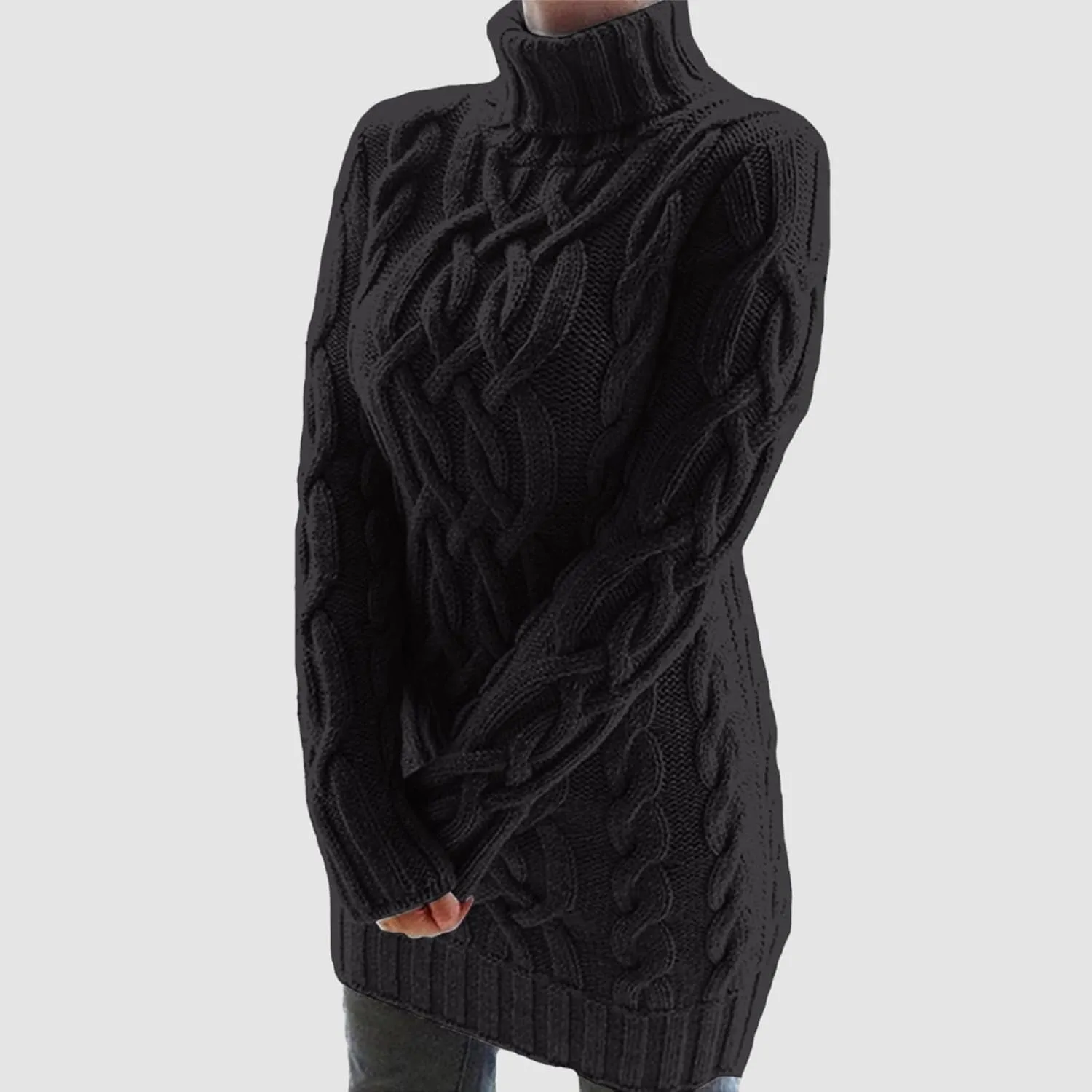 Sweater Dress for Women Oversized Crewneck Long Sleeve Mini Dress Solid Chunky Knit Sweater 2024 Fall Winter Pullover